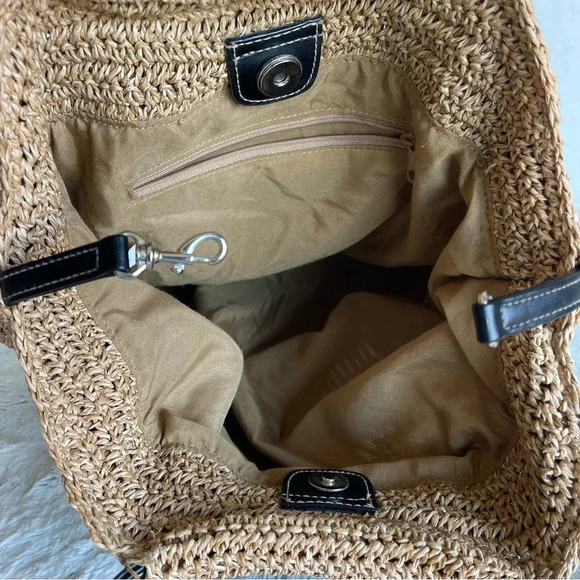 Handbag Straw Woven Tote with Leather Straps - Picture 8 of 15